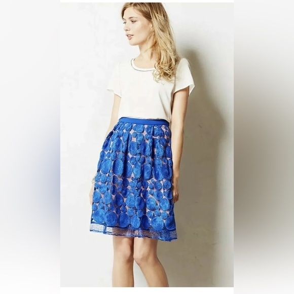 Anthropologie‎ Eva Franco Blue Albastru Skirt sz 4P - Picture 6 of 8